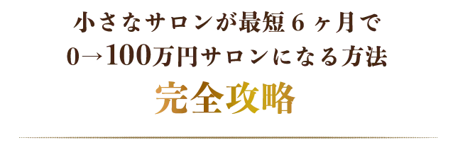 小さなサロンが最短6ヶ月で0→100万円サロンになる方法 完全攻略